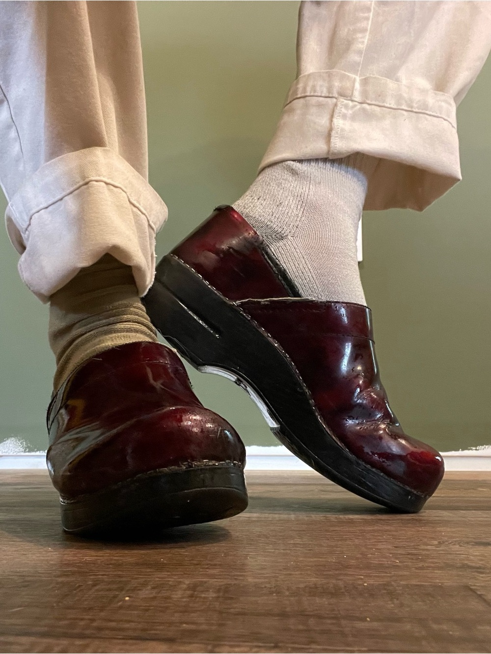 Dansko Women's Burgundy Patent Clog Mules